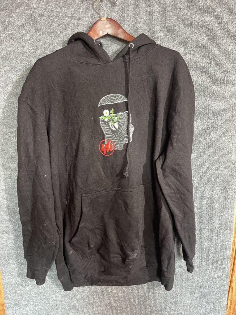 Hoodie Mens 2XL Black Bridge The Void Graphic Pullover Fleece Sweatshirt